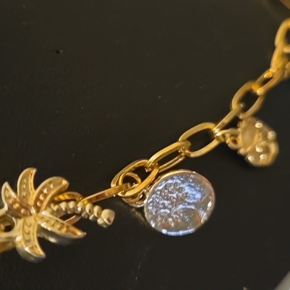 Zara Gold Necklace with Blue and Silver Charms - Picture 6 of 8
